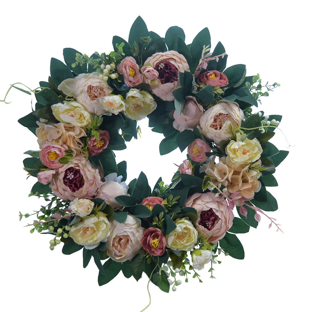 Premium Elegant Orange Peony Wreath Outdoor Fall Wreaths
