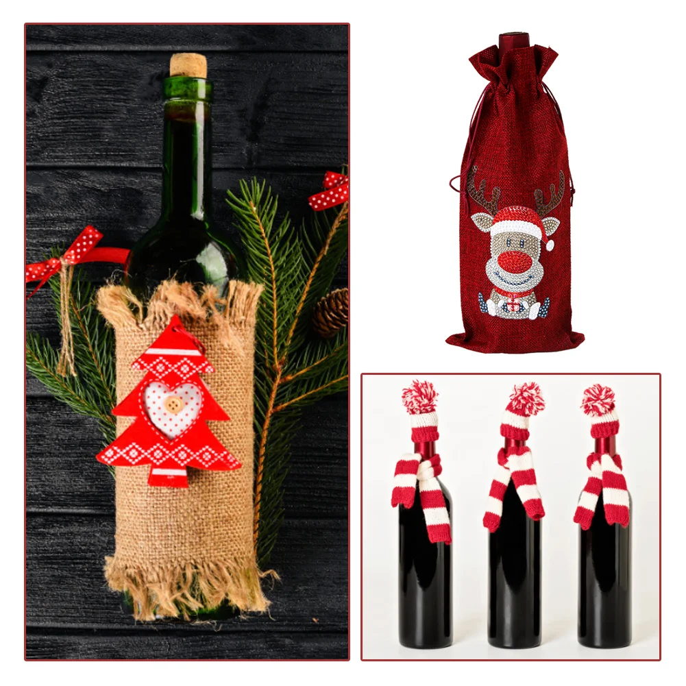 DIY Diamond Painting Xmas Wine Bottle Bag - Christmas Elk
