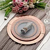 10 Pack | Rose Gold Disposable 13" Charger Plates, Cardboard Serving Tray, Round with Leathery Texture - 1100 GSM