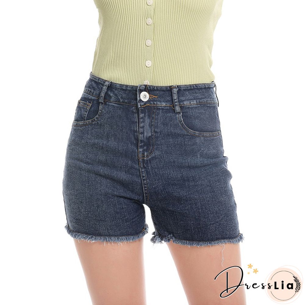 New Summer Women's Fashion Causal Stretchy Denim Shorts Jeans High Waist Shorts Washed Jeans Pants