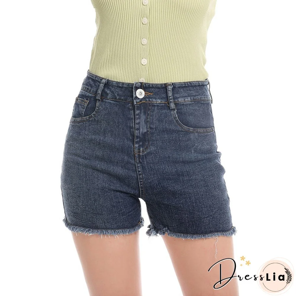 New Summer Women's Fashion Causal Stretchy Denim Shorts Jeans High Waist Shorts Washed Jeans Pants