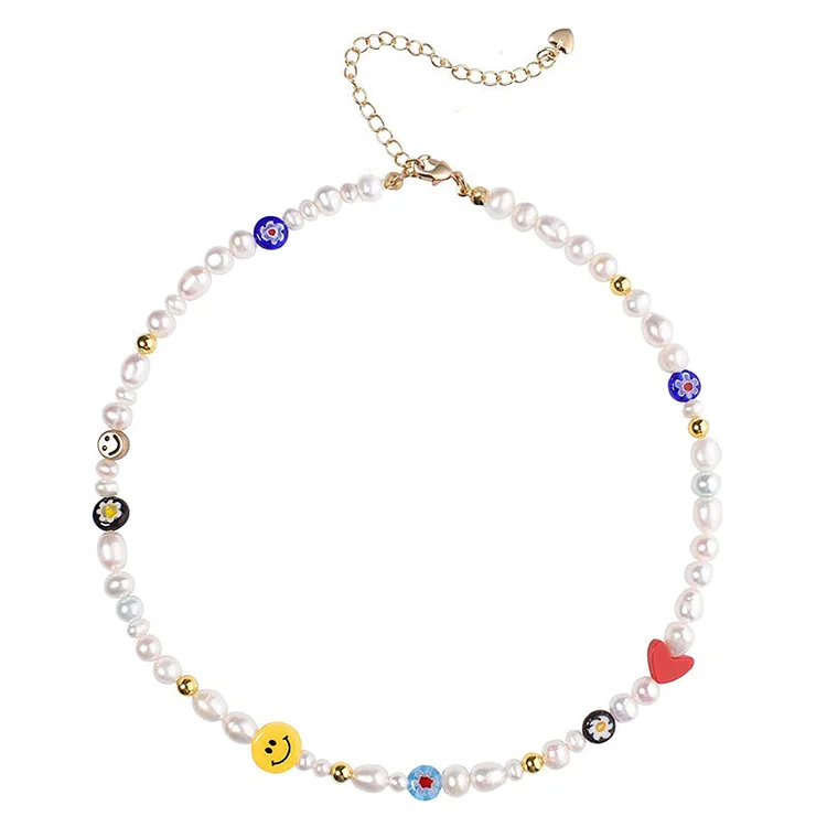 Smiley Face Pearl Necklace