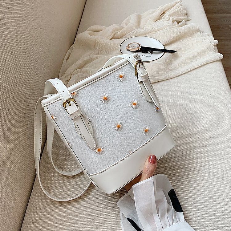 Shoulder Bag Versatile Handheld Small chrysanthemum print bag