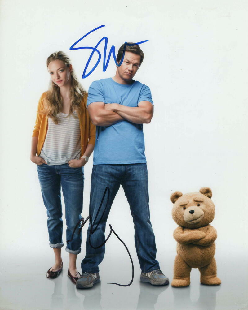 SETH MACFARLANE & MARK WAHLBERG SIGNED AUTOGRAPH 8X10 Photo Poster painting - TED STARS, RARE!