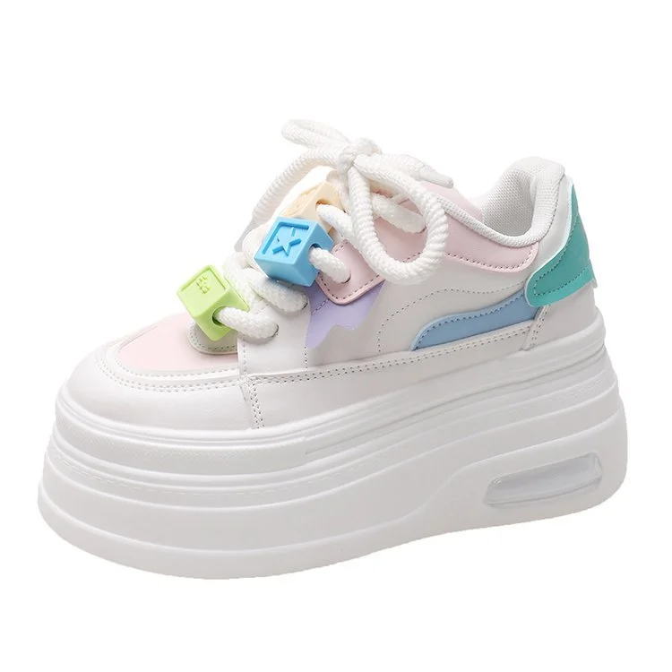 Wongn Wongn 2023 New Small White Shoes Fashion Color Beaded Color Lace Platform To Increase The Casual Women's Shoes