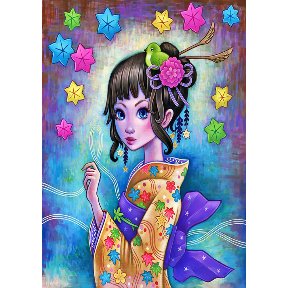 

30*40CM - Round Drill Diamond Painting - Illustration Girl, 501 Original