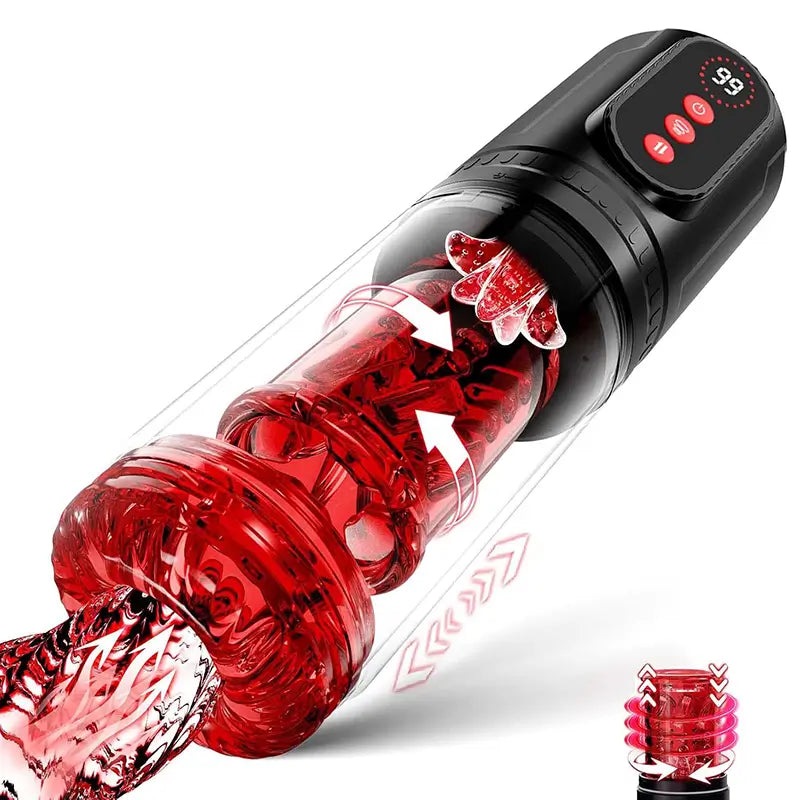 XPGear AMXS5 Telescopic Rotating Stroker — Deep Motion, Suction & Base Mount