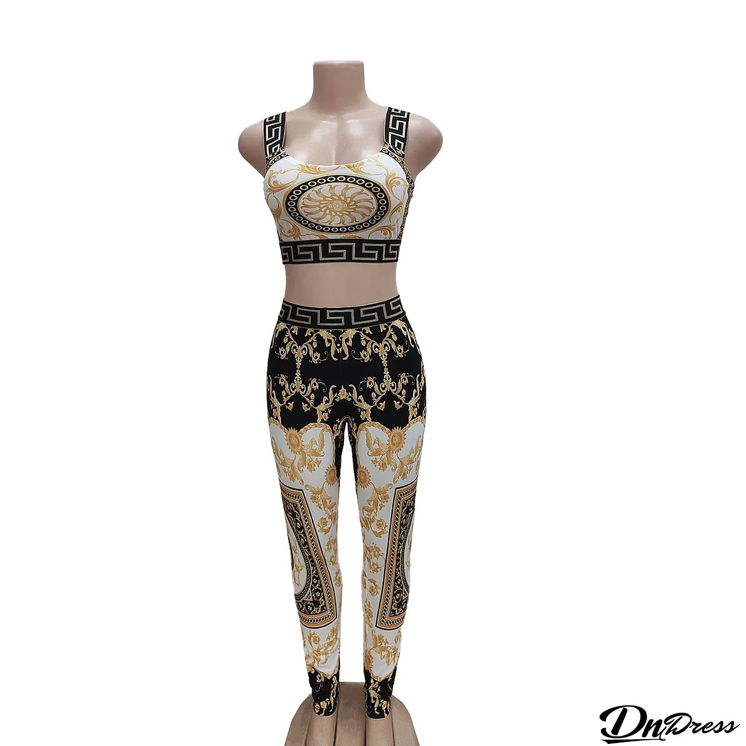 Women sexy retro slim camisole + Pant two-piece set