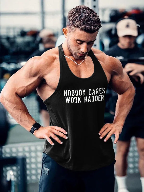 Nobody Cares Work Harder Printed Men's Vest