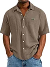 Men's Loose Button Down Short Sleeve Shirt