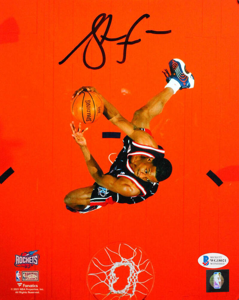 Steve Francis Autographed Rockets 8x10 From Above FP Photo Poster painting- Beckett Witness *Blk