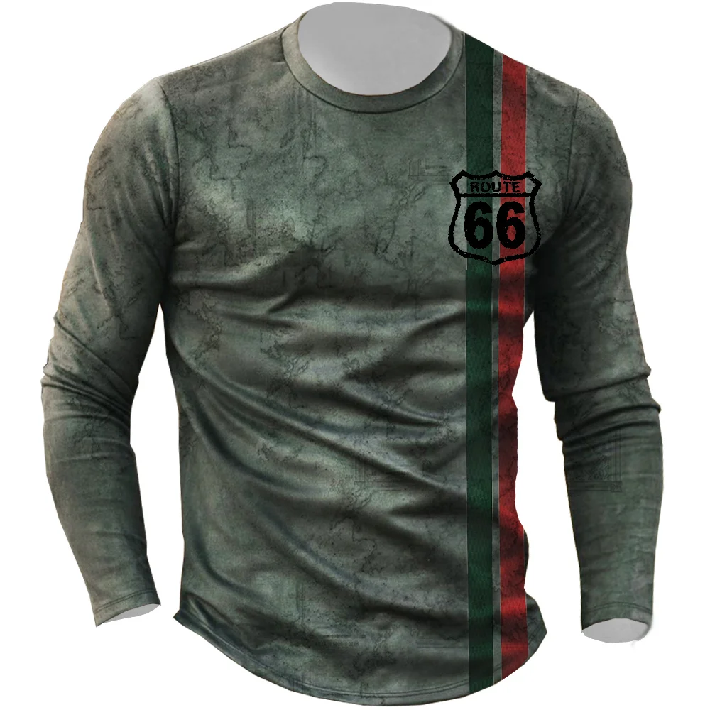Men's outdoor 66 road print long-sleeved top / [viawink] /