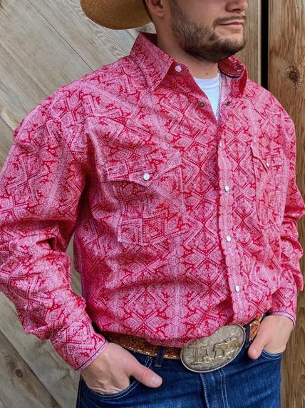 Long Sleeve Bandana Snap Shirt