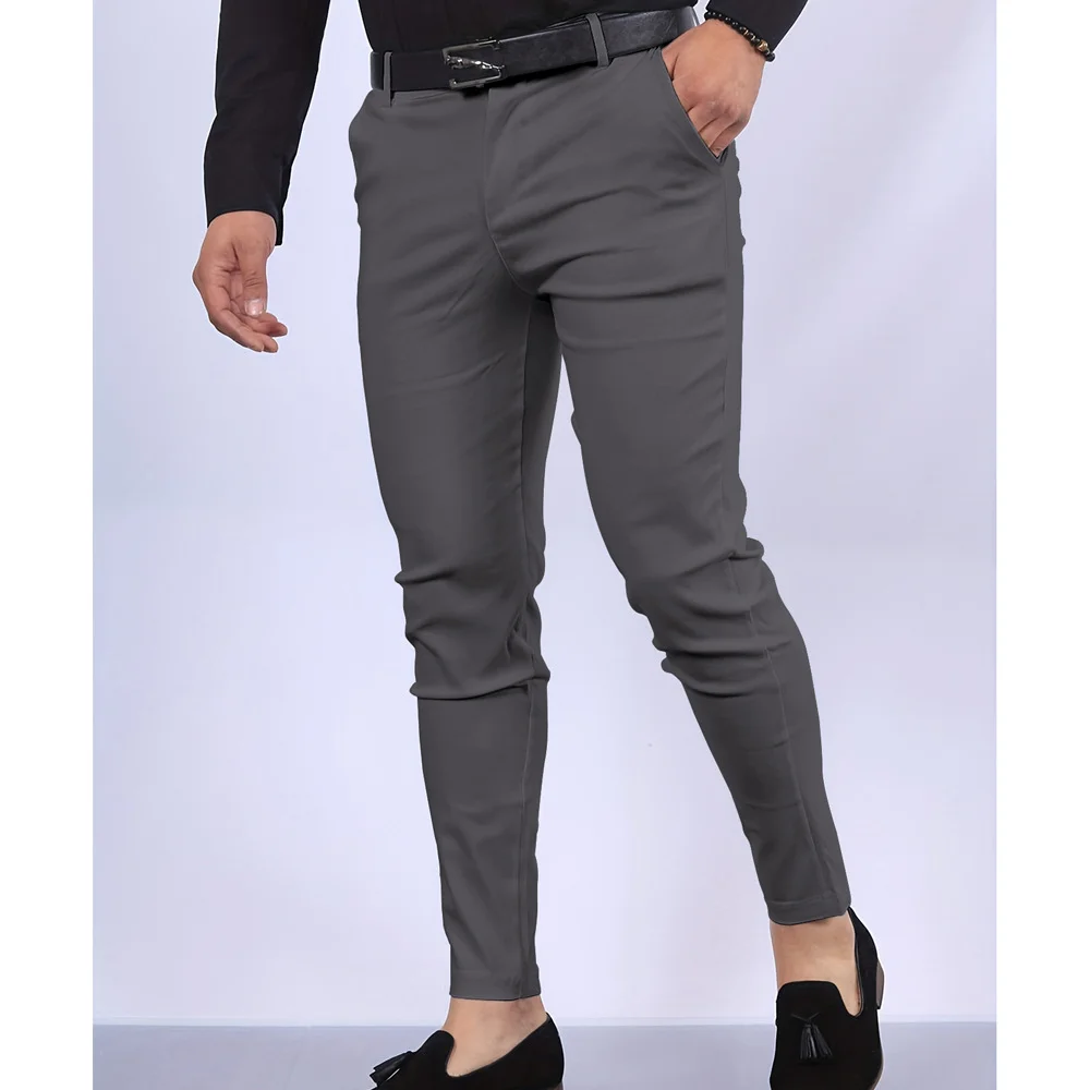 Men's Solid Color Business Casual Stretch Pant High Elastic Chino Pant