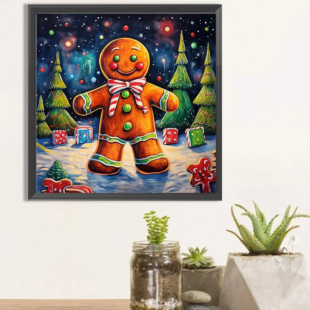 Partial AB Diamond Painting - Full Round Drill - Gingerbread Man(Canvas|45*45cm)