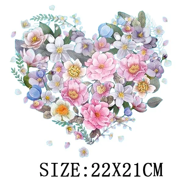 Beautiful Flowers Thermal Sticker On T-shirt DIY Washable Iron On Transfer For Clothing Funny Design Patches On Clothes Applique