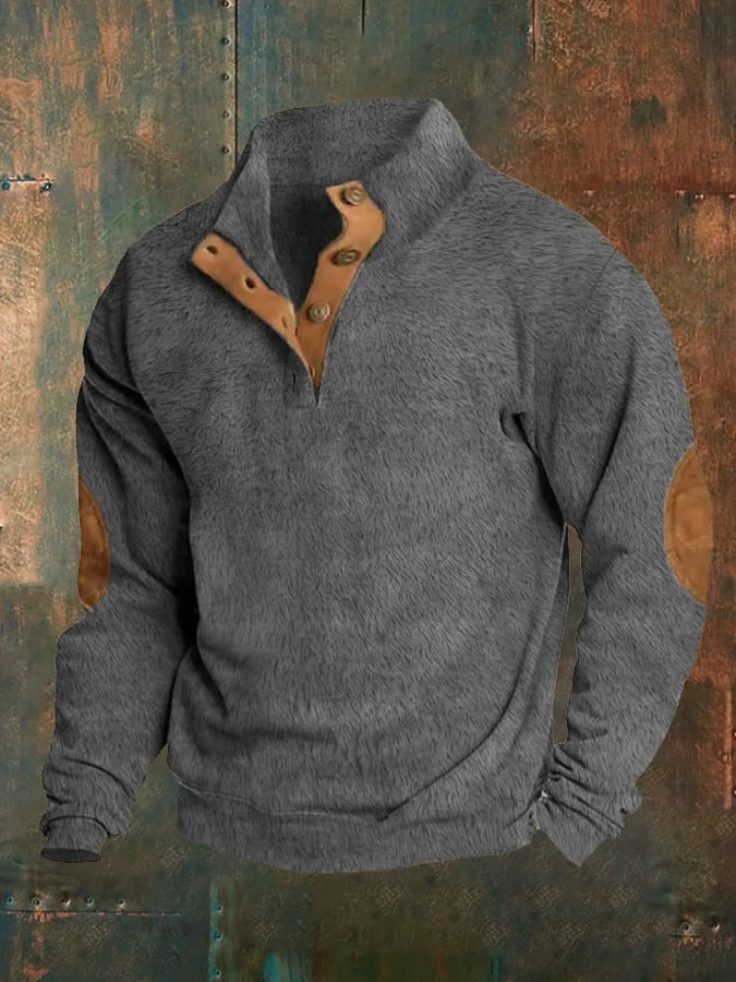 Men's Warm Plush Button-Down Pullover