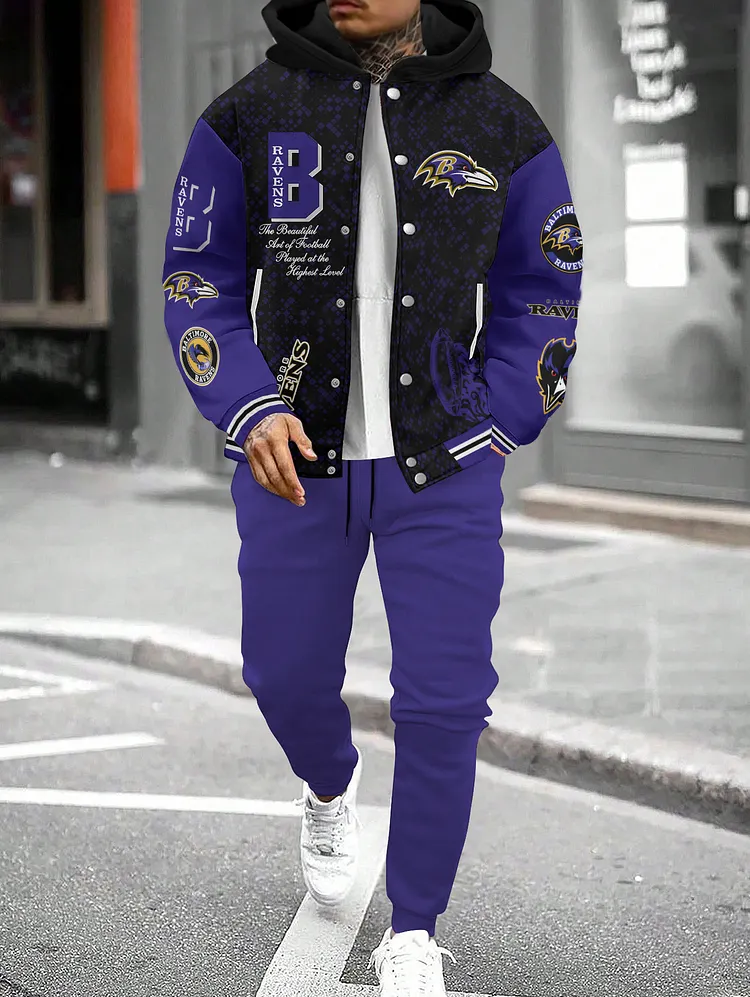 Baltimore Ravens 2026  New Design Hooded Jacket With Drawstring Waistband Joggers 2pcs Set