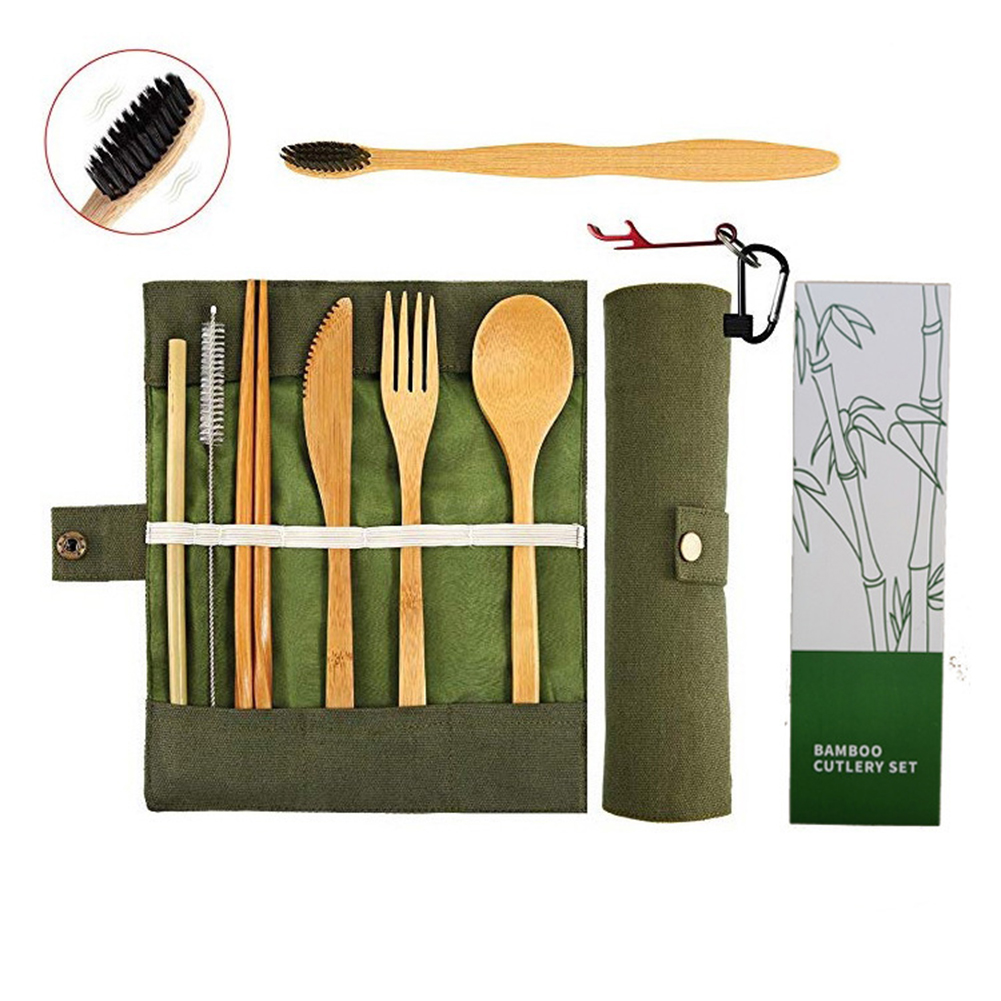 

Bamboo Cutlery Spoon Fork Outdoor Travel Utensils Tableware Set Flatware, 501 Original