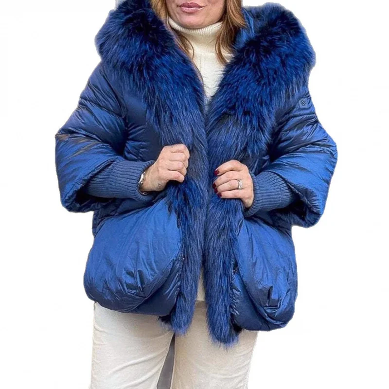 Nigikala Nigikala New Down Jacket Silver Fox Big Real Woolen Threaded Sleeve Rich Atmosphere Warm Loose Thin Explosion