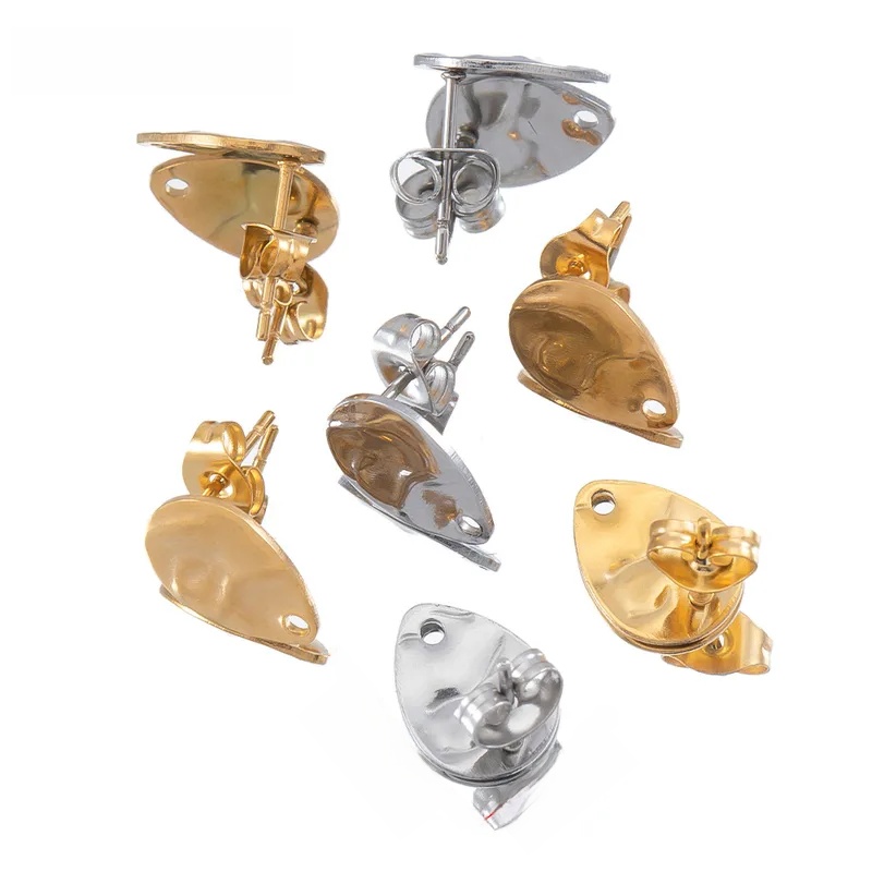 10 PCS/Package 12 * 9mm Hole 1~1.9mm 304 Stainless Steel Geometric Polished Earring Findings Jewelry Accessories