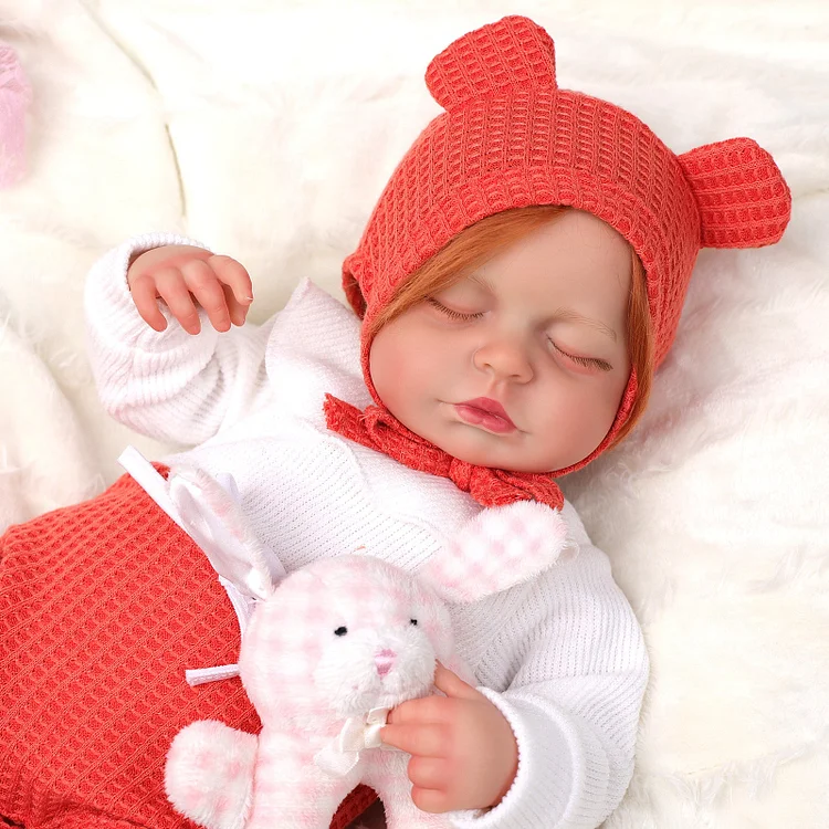 Babeside Lucy 20'' Realistic Reborn Baby Doll Sleeping Red & White Clothes Girl