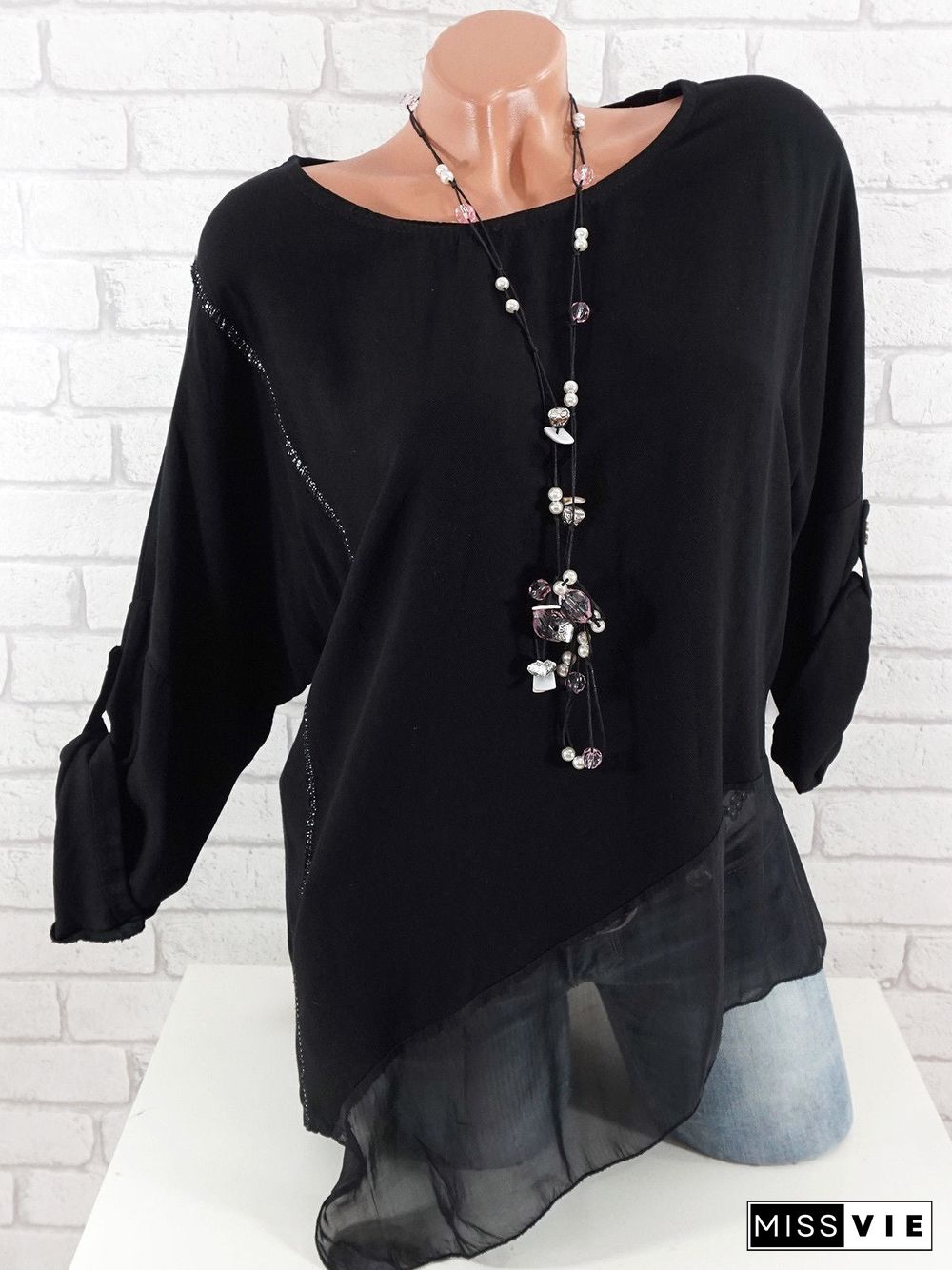 Women Long Sleeve Scoop Neck Printed Tops
