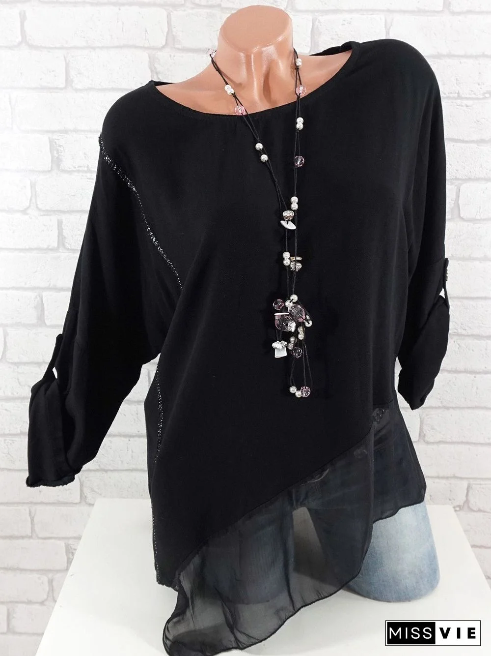 Women Long Sleeve Scoop Neck Printed Tops