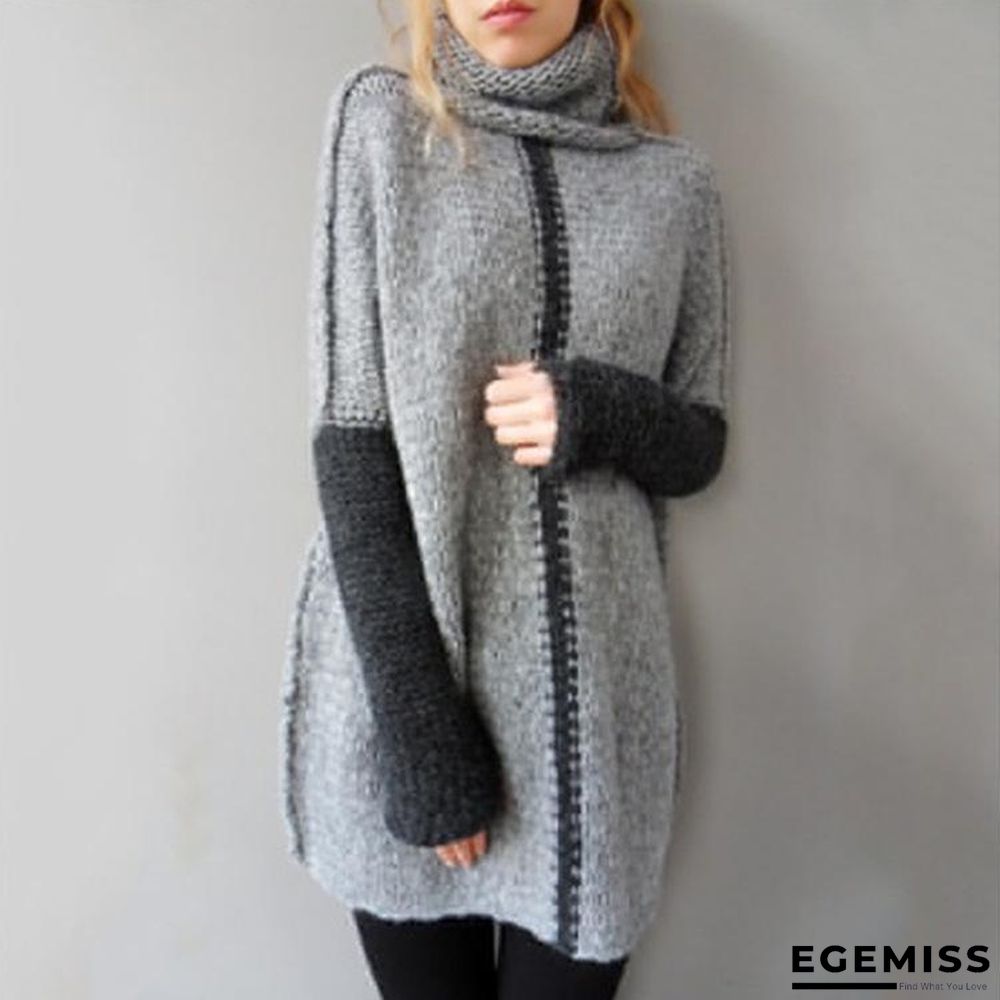 Autumn and Winter Turtleneck Loose Splicing Sweater | EGEMISS