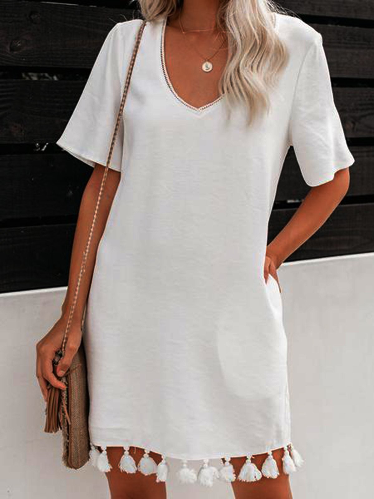 Plain Short Sleeve Dresses