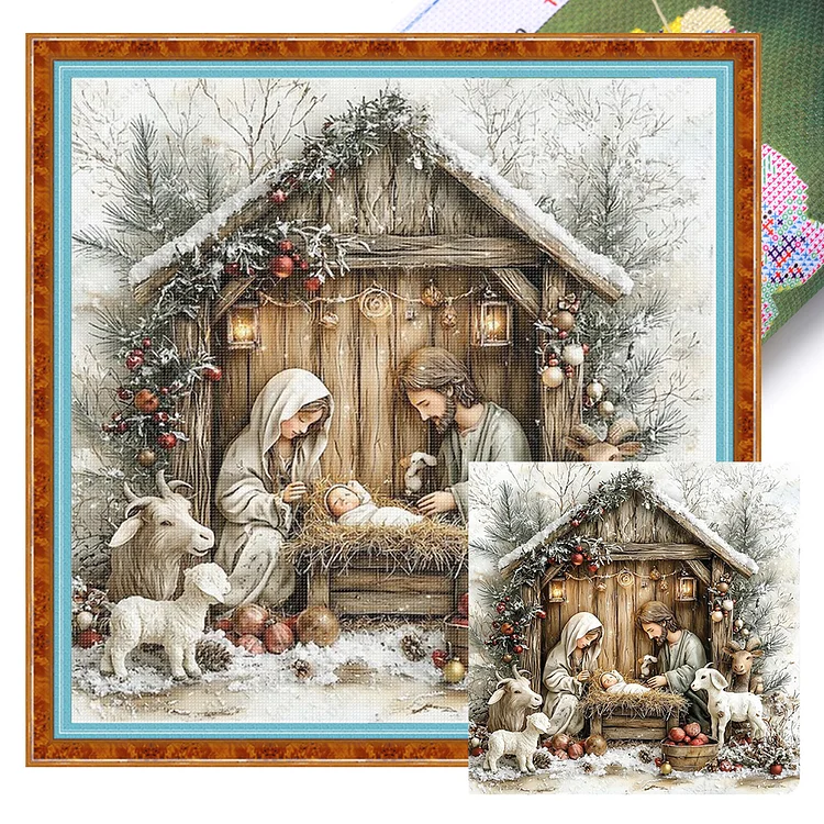 【Huacan Brand】Birth 45*45cm 11CT Stamped Canvas Cross Stitch gbfke