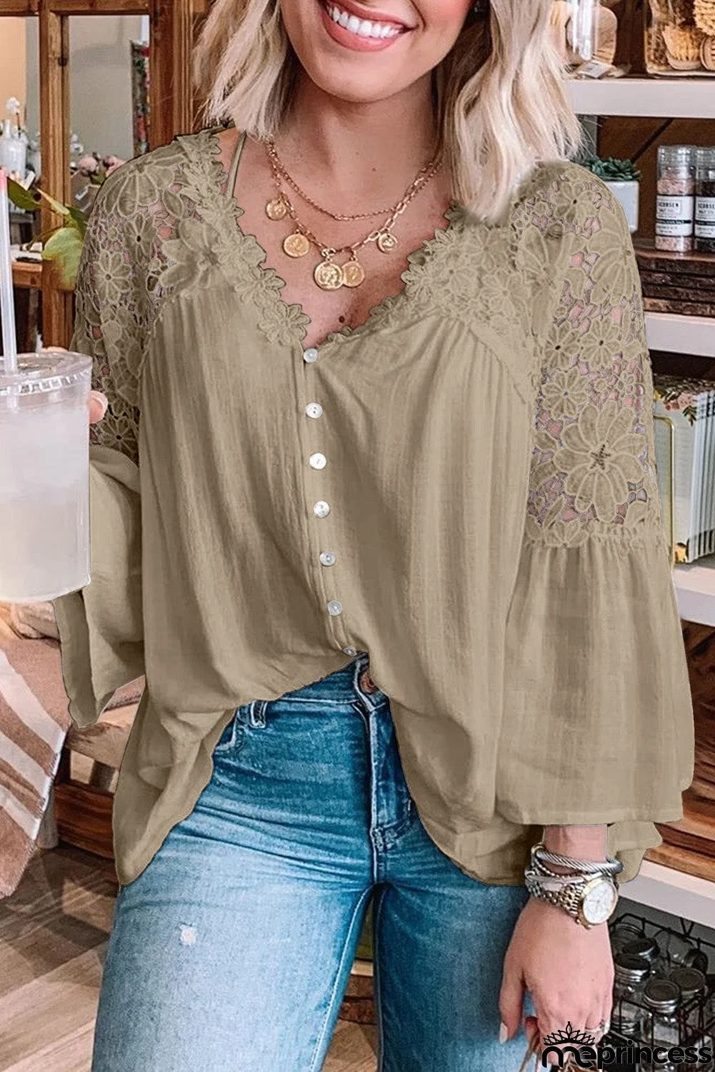 Crochet Lace Button Top