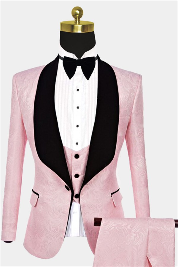 Luluslly Reception Suit For Groom  Jacquard Men's Wear Pink On Sale