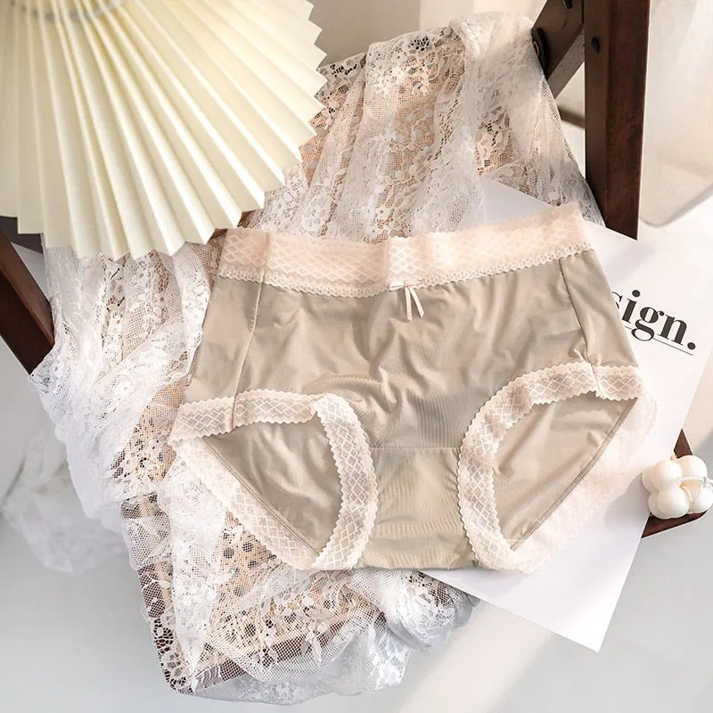 Women Cotton Underwear Sexy Striped Ice Panties Japanese Cute Girl Comfort Briefs Summer Fashion Bow Underpants Female Lingerie