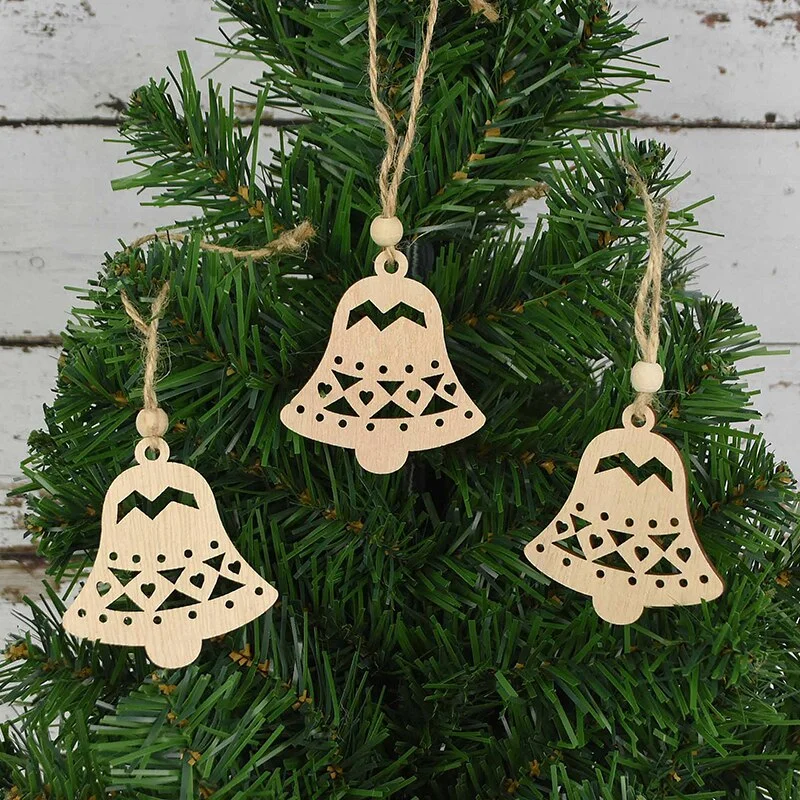3pcs Vintage Christmas Wooden Pendants Ornaments DIY Wood Craft Christmas Decorations Christmas Tree Hanging Ornaments Gifts