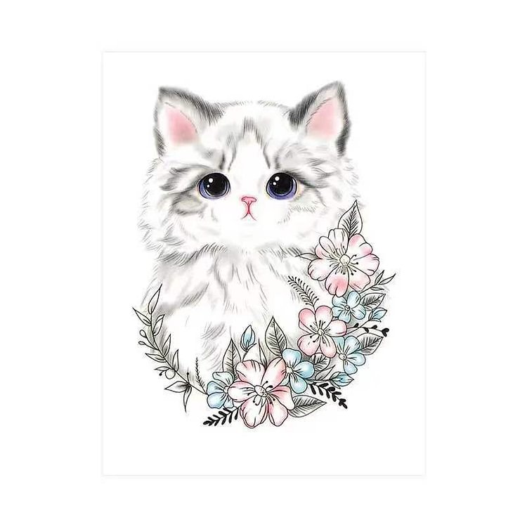 Cute Colorful Cat Fake Tattoo Stickers For Men Women Arm Body Art Flower Waterproof Temporary Tattos Party Flash Decals Tatoos