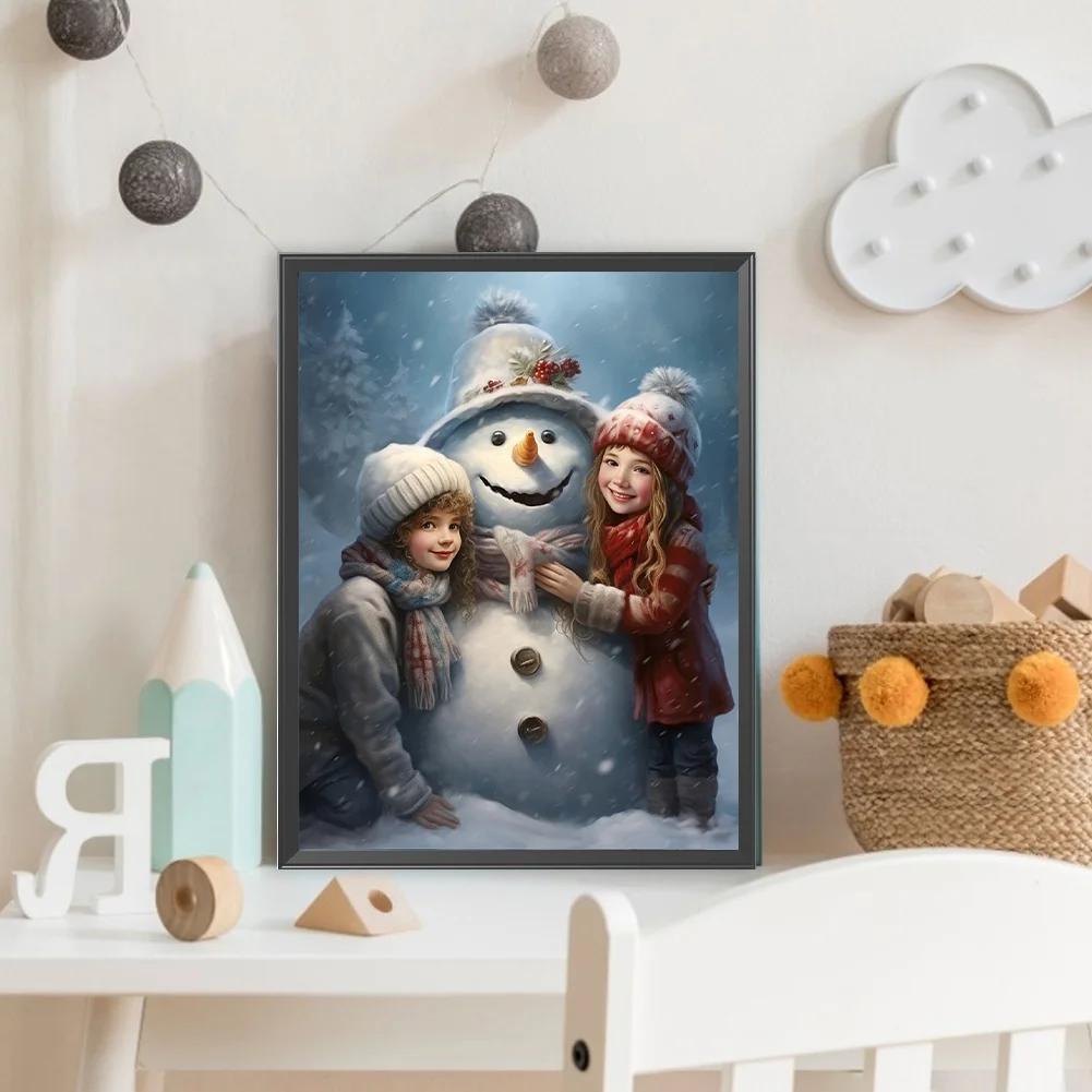 Diamond Painting - Full Round Drill - Kids Snowman(Canvas|30*40cm)