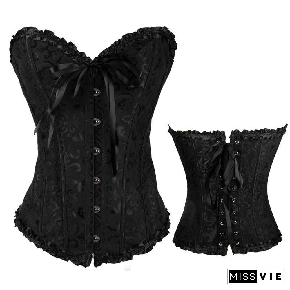 Flower Print Lace Up Corset Tops