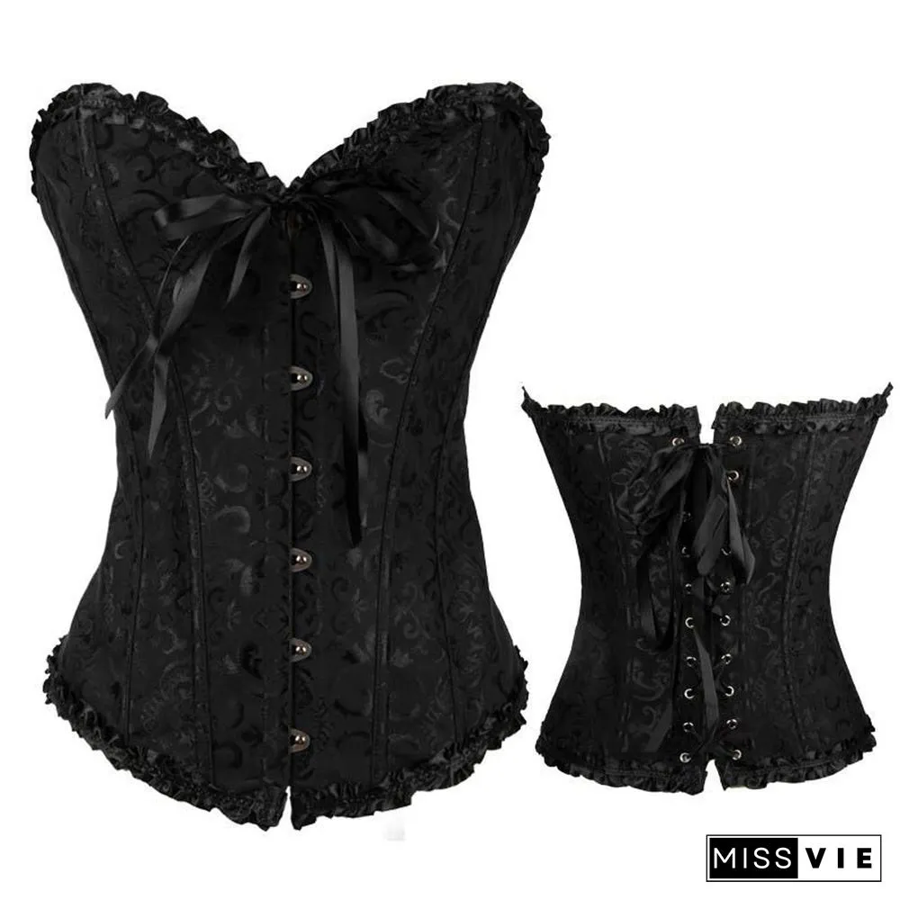 Flower Print Lace Up Corset Tops