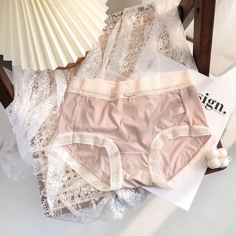 Women Cotton Underwear Sexy Striped Ice Panties Japanese Cute Girl Comfort Briefs Summer Fashion Bow Underpants Female Lingerie