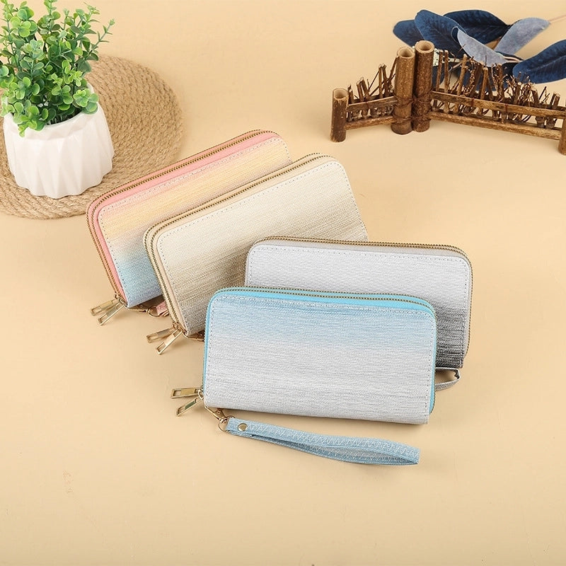 Women’s Solid Color Pu Leather Zipper Wallets