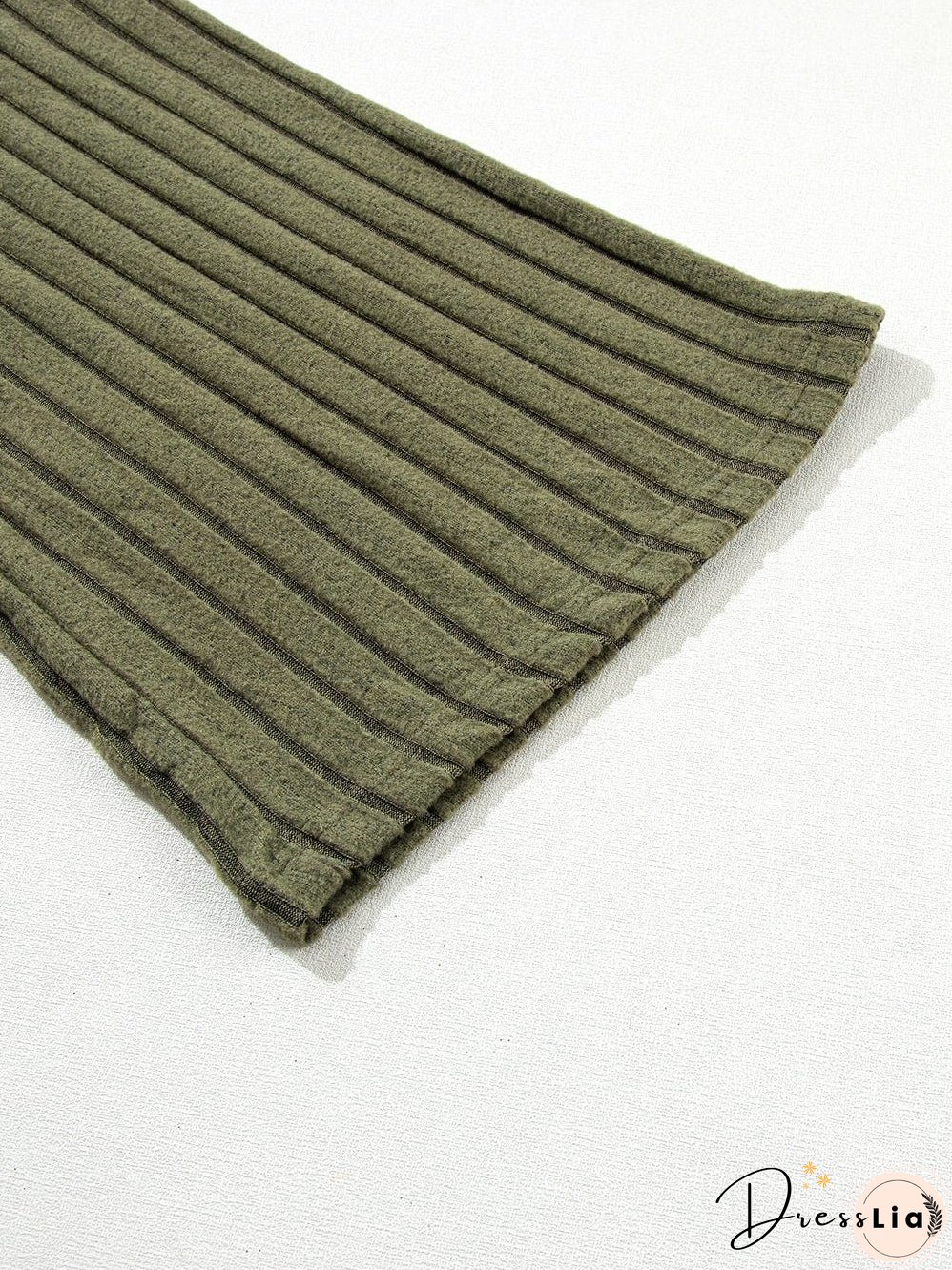 Jungle Green Ribbed Knit Cozy High Neck Two-Piece Pant Set