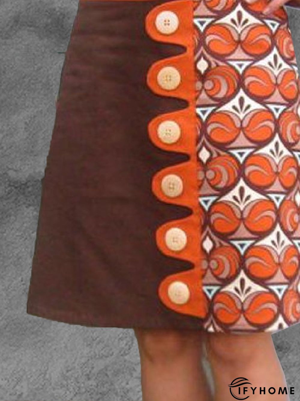 Orange Casual A-Line Floral-Print Skirt | IFYHOME