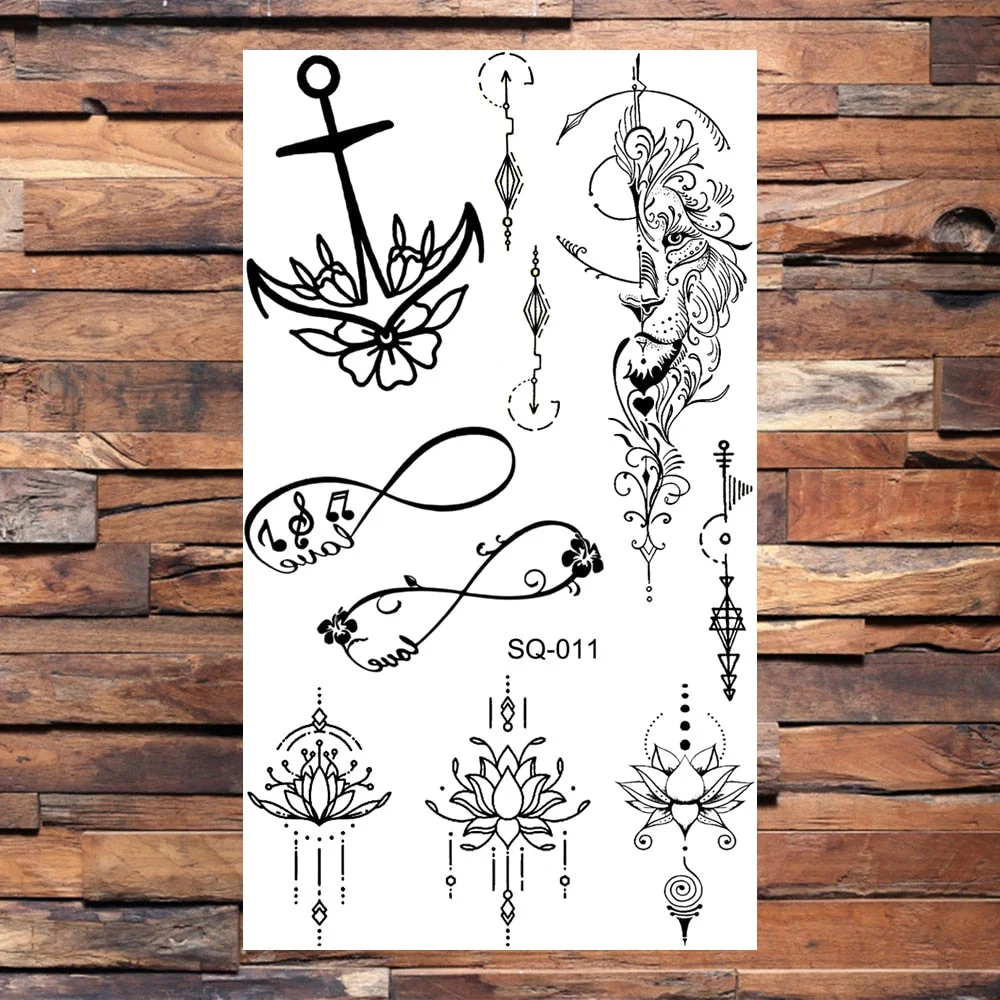 Black Butterfly Temporary Tattoos For Women Girls Realistic Eye Halloween Crown Fake Tattoo Sticker Sexy Body Arm Tatoos DIY