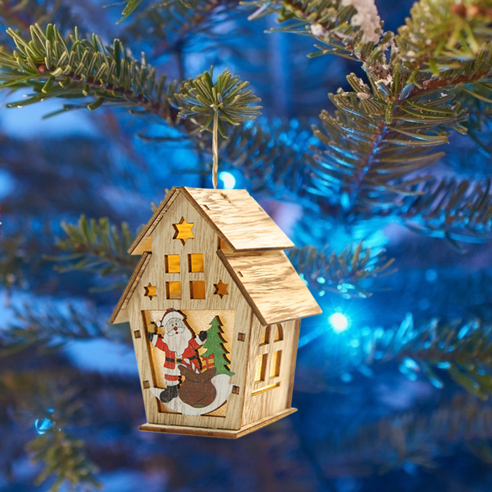 

Wood House LED Tree Ornament Holiday ation Light, 501 Original