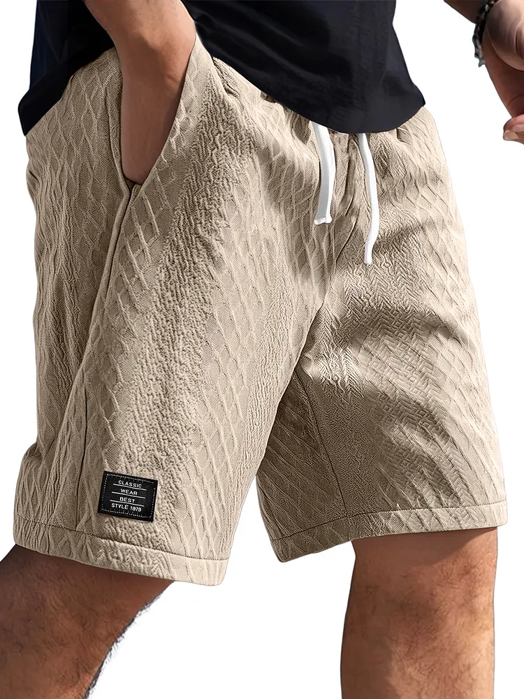 Men's Daily Jacquard Texture Logo Casual Solid Color Shorts-Customized products