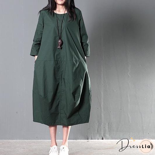 Green plus size cotton sundress summer maxi dresses causal traveling dresses