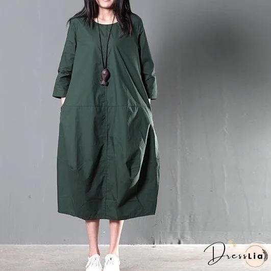 Green plus size cotton sundress summer maxi dresses causal traveling dresses