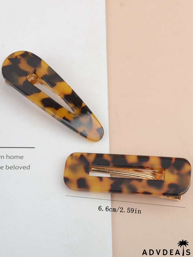 2pcs Tortoiseshell Pattern Hair Clip