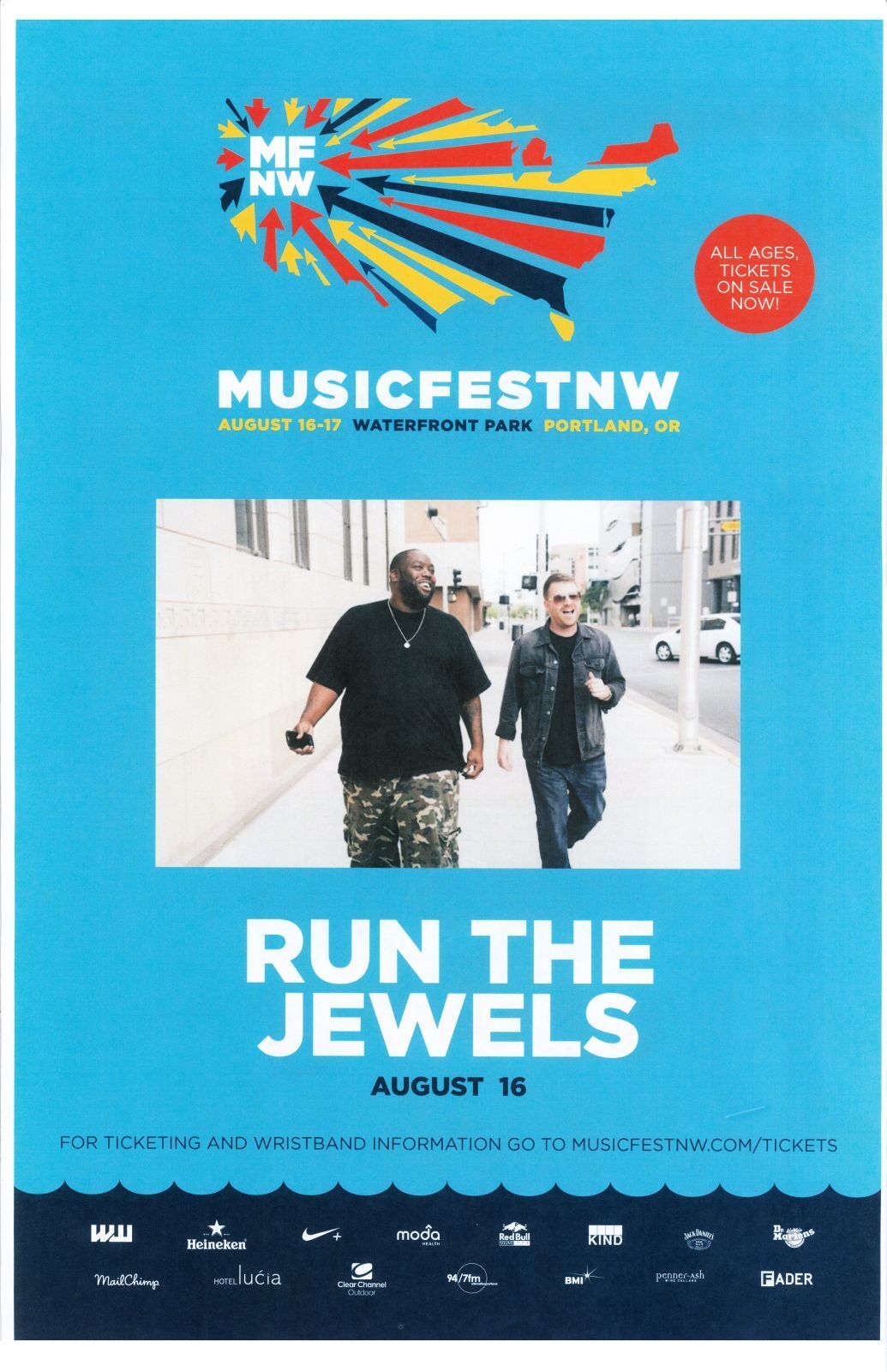 RUN THE JEWELS 2014 Gig POSTER MFNW Portland EL-P & KILLER MIKE Musicfest NW